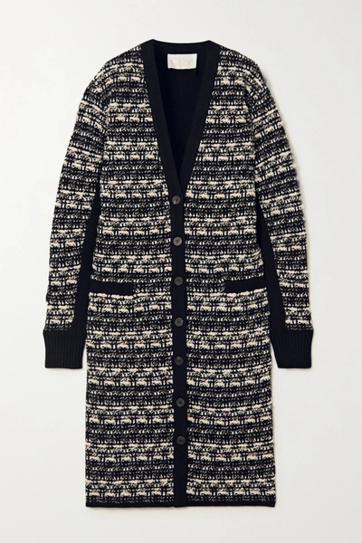 Shop Chloé Wool-blend Tweed Cardigan In Navy