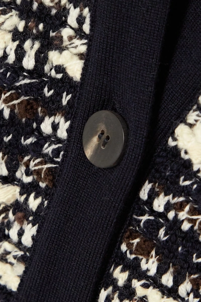Shop Chloé Wool-blend Tweed Cardigan In Navy