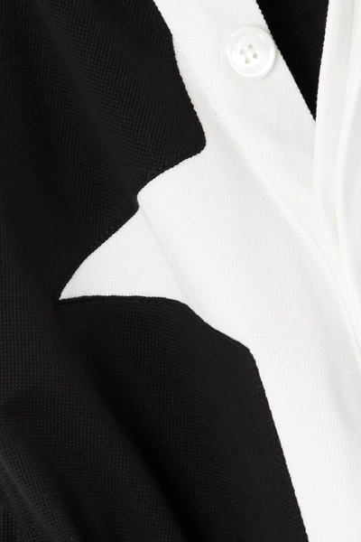 Shop Burberry Printed Cotton-piqué Polo Shirt In Black