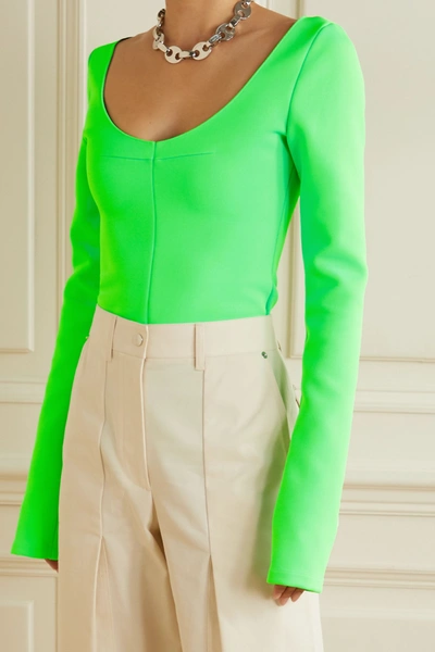 Shop Kwaidan Editions Neon Stretch-knit Top In Green