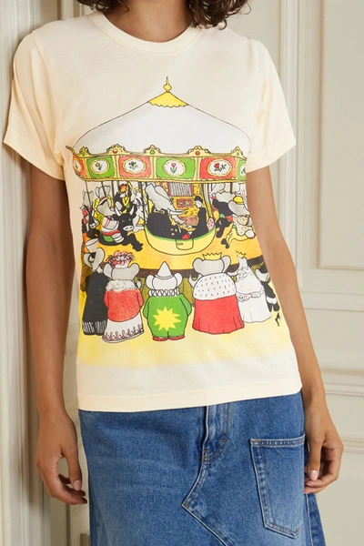 Shop Lanvin + Babar Printed Cotton-jersey T-shirt In Beige