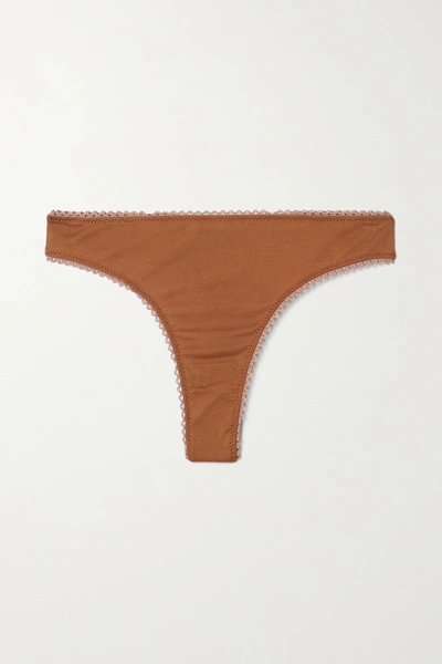 Shop Araks + Net Sustain Stella Organic Cotton-jersey Thong In Brown