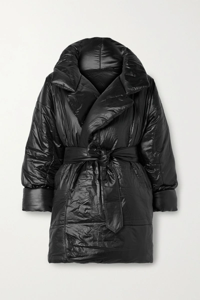 Shop Norma Kamali Sleeping Bag Oversized Belted Shell Coat In Black