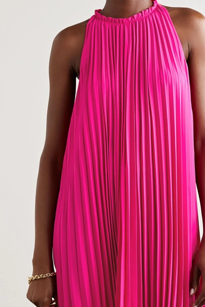 Shop Diane Von Furstenberg Amberly Pleated Two-tone Crepe Dress In Pink