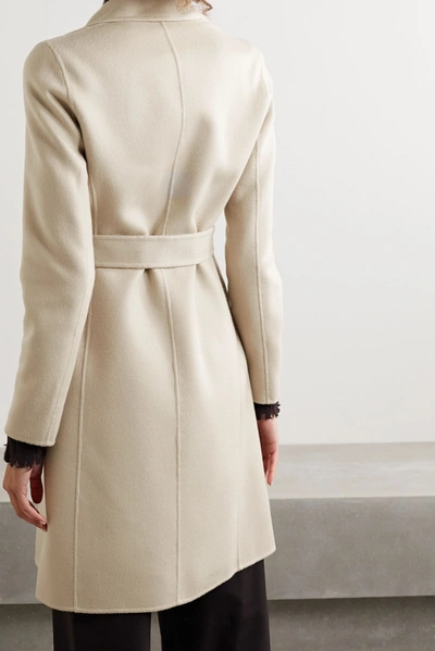 Shop Theory New Divide Belted Wool And Cashmere-blend Coat In Beige