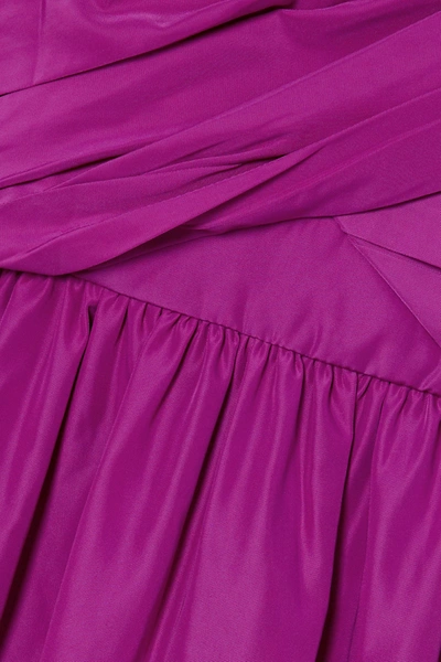 Shop Self-portrait Off-the-shoulder Ruffled Taffeta Gown In Purple