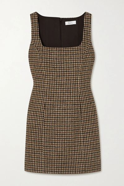 Shop Racil Hailey Houndstooth Wool-tweed Mini Dress In Brown