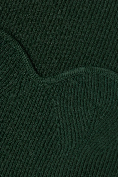 Shop Khaite Maddy Ribbed-knit Sweater In Dark Green