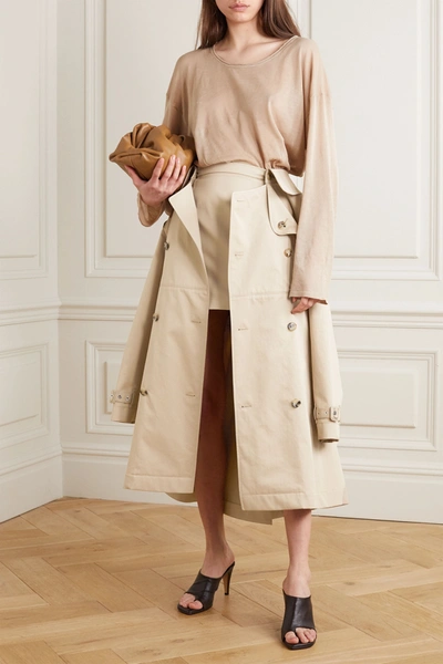 Shop Burberry Convertible Cotton-gabardine Skirt In Beige