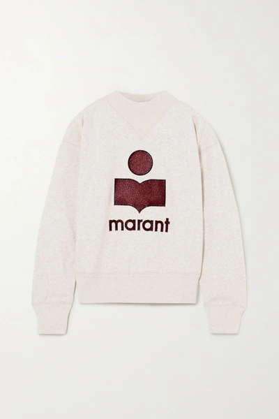 Shop Isabel Marant Étoile Moby Flocked Mélange Cotton-blend Jersey Sweatshirt In Ecru