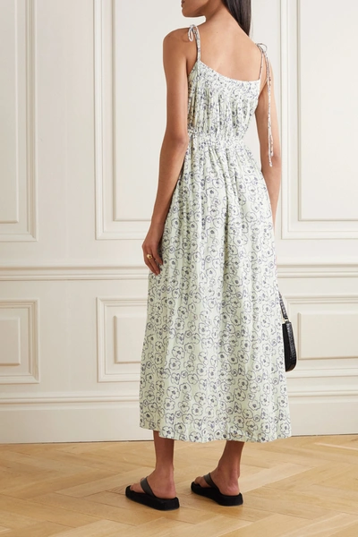 Shop Apiece Apart Cecile Shirred Floral-print Organic Cotton Maxi Dress In White