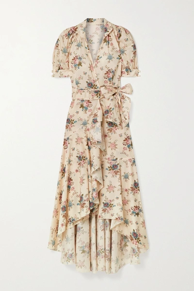 Shop Anna Mason Stella Floral-print Cotton-poplin Wrap Dress In Pastel Pink