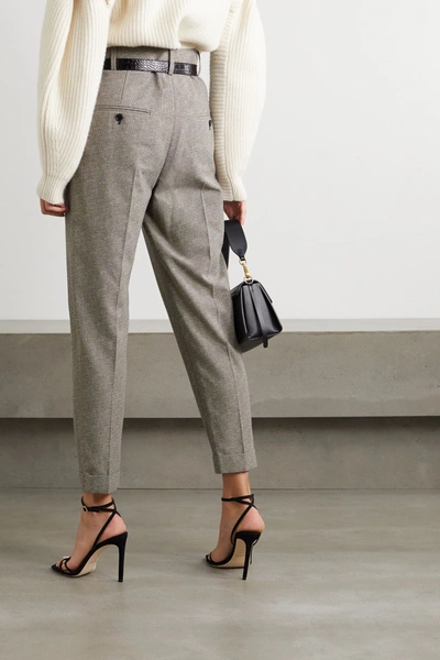 Shop Isabel Marant Oceyo Pleated Woven Tapered Pants In Gray