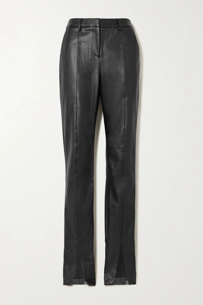 Shop De La Vali The Blues Vegan Leather Straight-leg Pants In Black