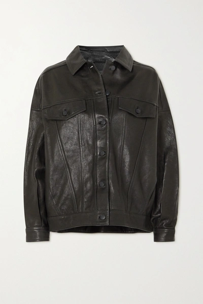 Shop J Brand Drew Oversized Leather Jacket In Black