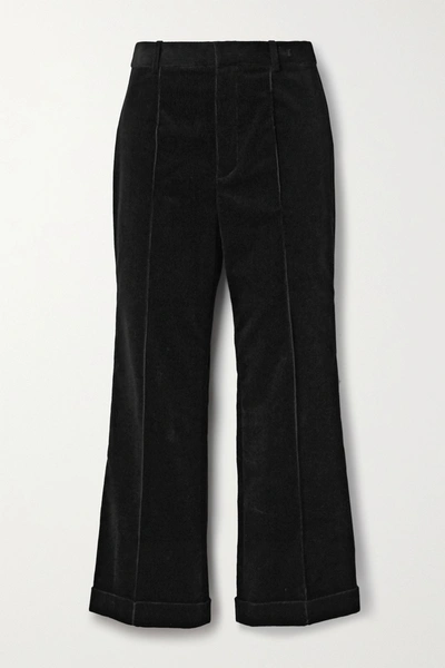 Shop Saint Laurent Cotton-corduroy Straight-leg Pants In Black