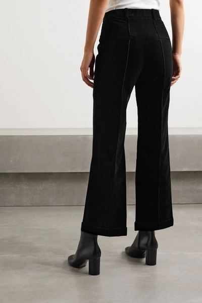 Shop Saint Laurent Cotton-corduroy Straight-leg Pants In Black