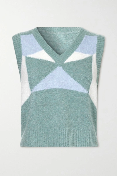 Shop Dodo Bar Or Silviya Color-block Knitted Sweater In Blue