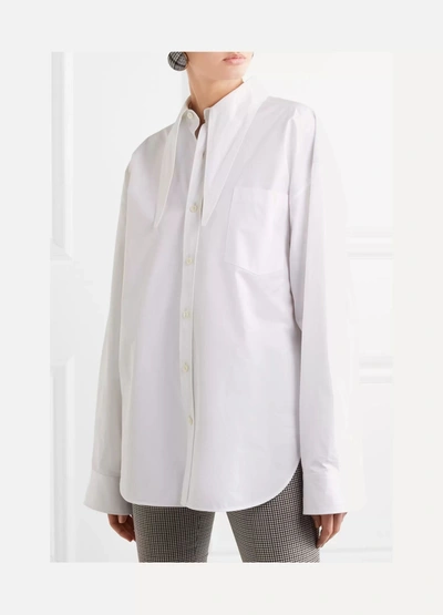Shop Balenciaga Scarf Oversized Cotton-poplin Shirt In White