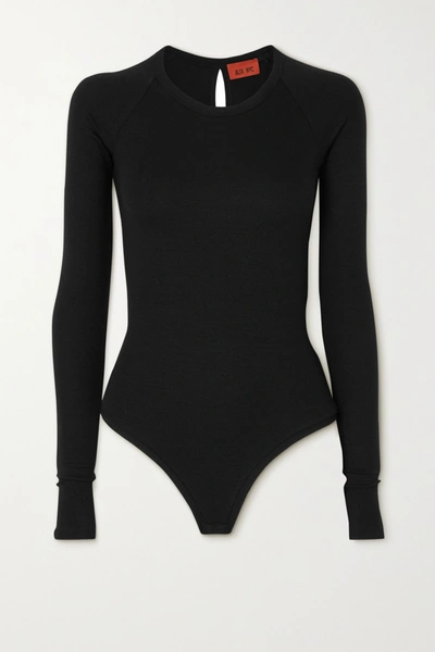 Shop Alix Nyc Coles Cutout Twist-back Ribbed Stretch-modal Jersey Bodysuit In Black