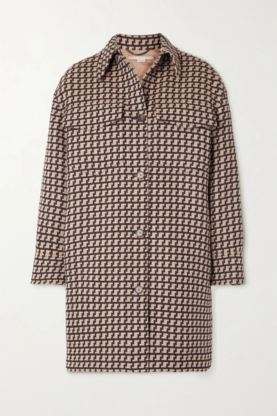 Shop Stella Mccartney Kerry Oversized Wool-jacquard Coat In Brown