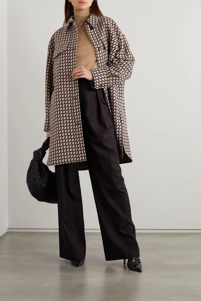 Shop Stella Mccartney Kerry Oversized Wool-jacquard Coat In Brown
