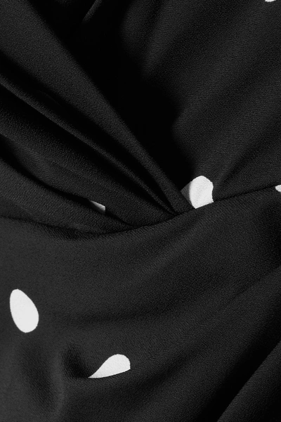 Shop Dolce & Gabbana Open-back Wrap-effect Polka-dot Crepe Midi Dress In Black