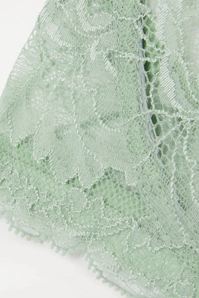 Shop La Perla Good Vibrations Stretch-lace Soft-cup Bra In Green