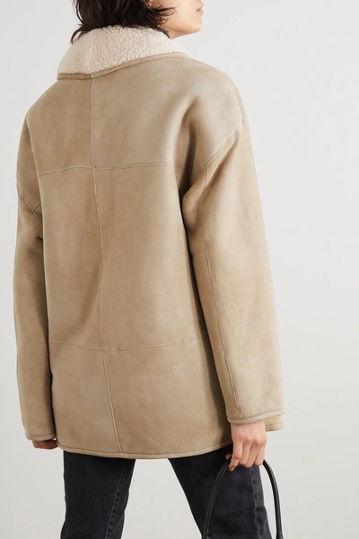 Shop Loulou Studio Oversized Shearling Coat In Cream