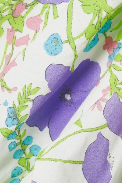 Shop Les Rêveries Belted Smocked Floral-print Cotton-poplin Playsuit In Purple