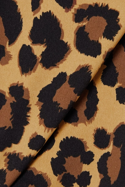 Shop Adam Selman Sport Bonded Velvet-trimmed Leopard-print Stretch Leggings In Leopard Print