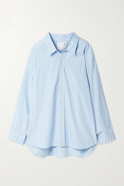Shop R13 Oversized Pinstriped Cotton Oxford Shirt In Blue