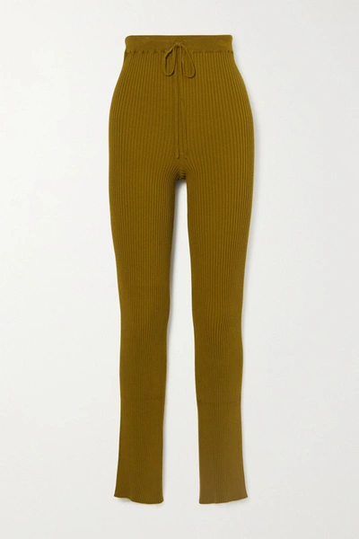 Shop Marques' Almeida Ribbed-knit Slim-leg Pants In Army Green