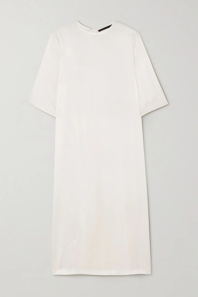 Shop Haider Ackermann Pleated Silk-satin Midi Dress In Ivory