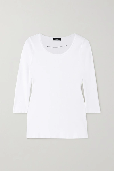 Shop Bassike Ribbed Stretch Organic Cotton-jersey Top In White