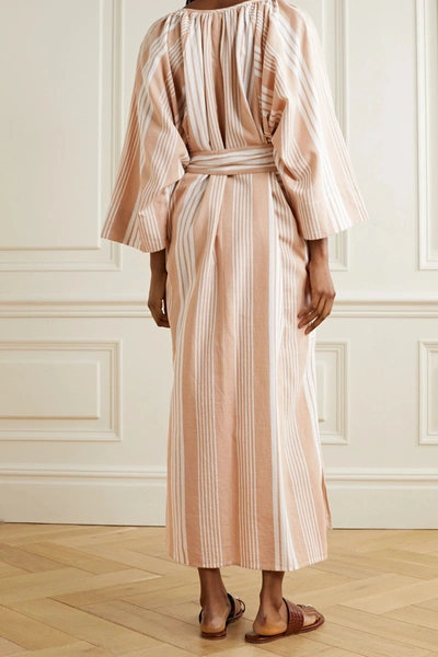 Shop Mara Hoffman + Net Sustain Luz Striped Tencel Lyocell And Organic Cotton-blend Midi Dress In Sand
