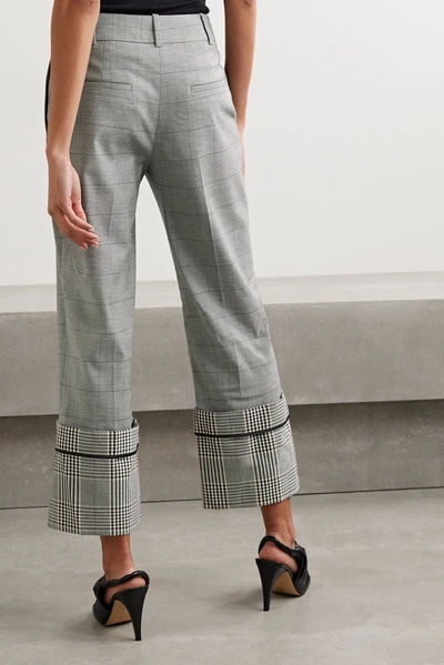 Shop Monse Cropped Checked Wool-blend Straight-leg Pants In Gray