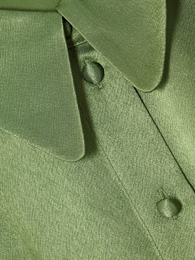 Shop Alexa Chung Hammered-satin Midi Shirt Dress In Green
