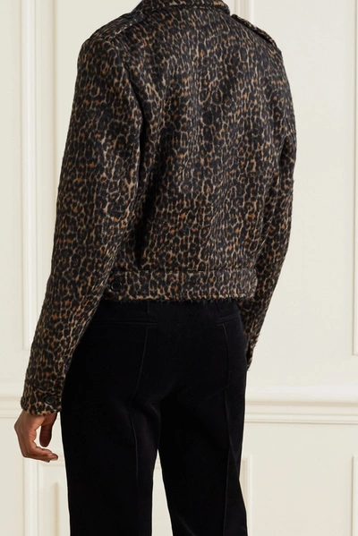 Shop Saint Laurent Cropped Leopard-print Wool-blend Jacket In Leopard Print