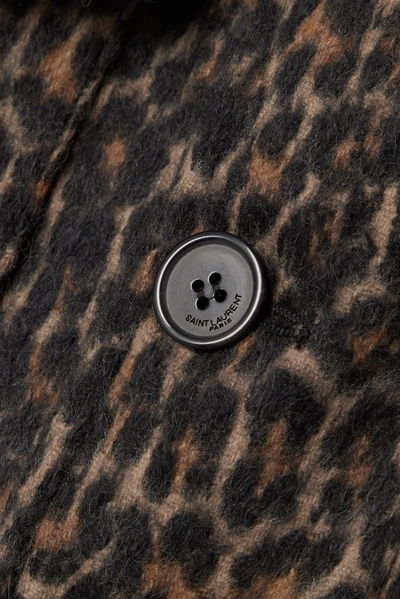 Shop Saint Laurent Cropped Leopard-print Wool-blend Jacket In Leopard Print
