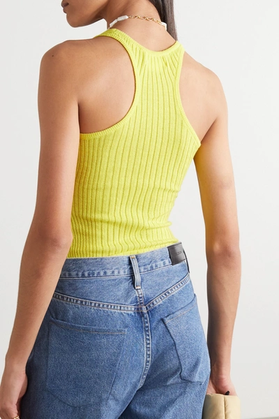 Shop The Line By K Edie Ribbed Cotton Tank In Yellow