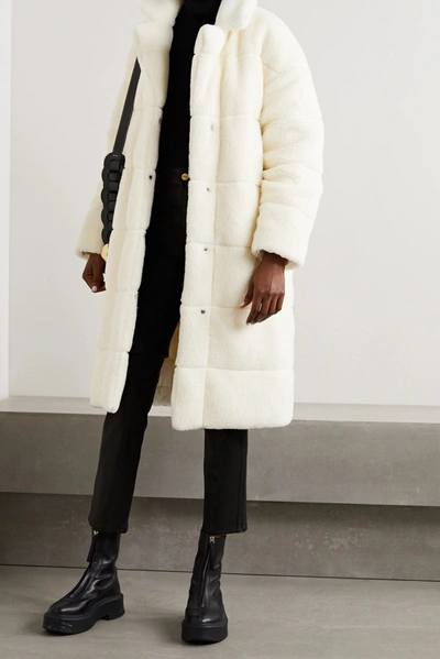 Shop Moncler Bagaud Reversible Quilted Faux Shearling And Shell Down Coat In Ivory