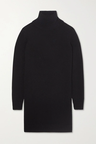 Shop Saint Laurent Cashmere Turtleneck Mini Dress In Black
