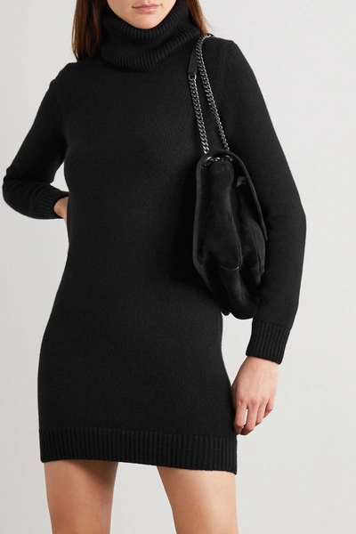 Shop Saint Laurent Cashmere Turtleneck Mini Dress In Black