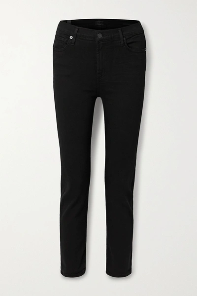 Shop Citizens Of Humanity Harlow Mid-rise Slim-leg Jeans In Black