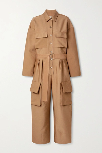 Shop The Frankie Shop Linda Twill Jumpsuit In Tan