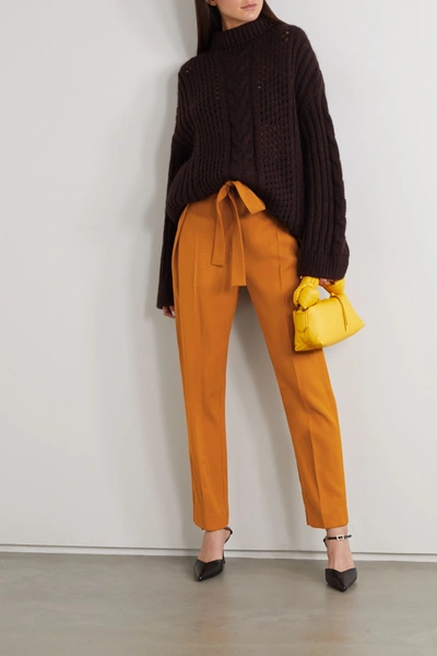 Shop Roksanda Goya Belted Twill Tapered Pants In Orange