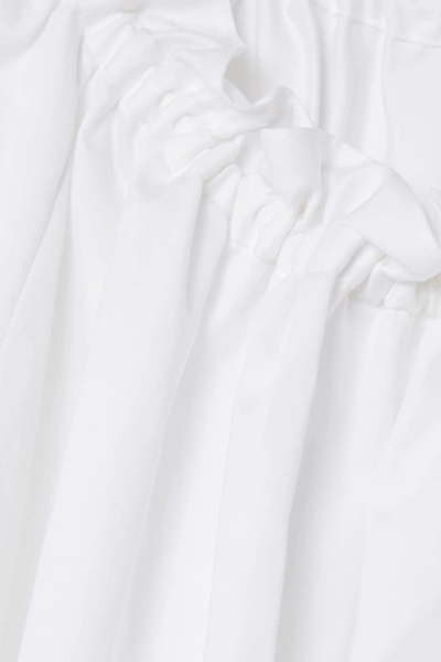 Shop Adam Lippes Gathered Cotton-poplin Blouse In White