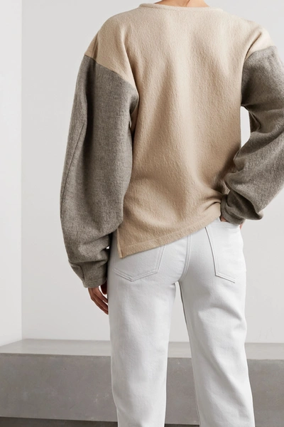 Shop Aaizél + Net Sustain Two-tone Wool Sweater In Beige