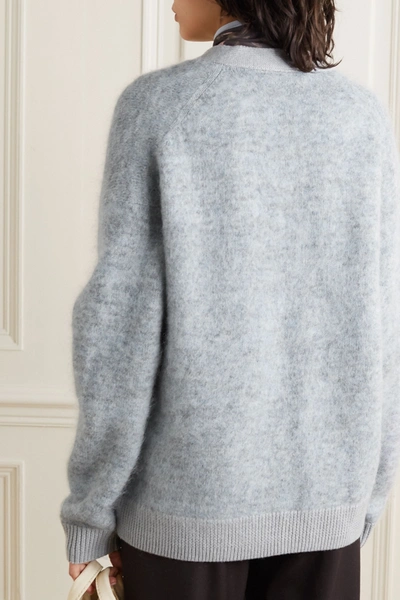 Shop Acne Studios Oversized Mélange Knitted Cardigan In Sky Blue